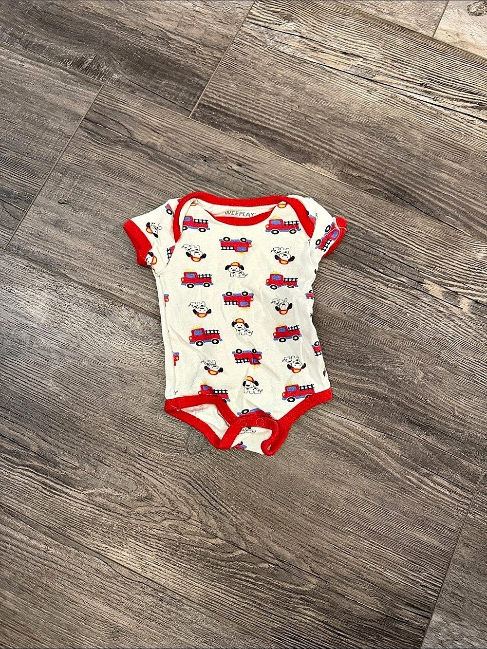 Weeplay Baby Bodysuit White & Red Baby 0-3M